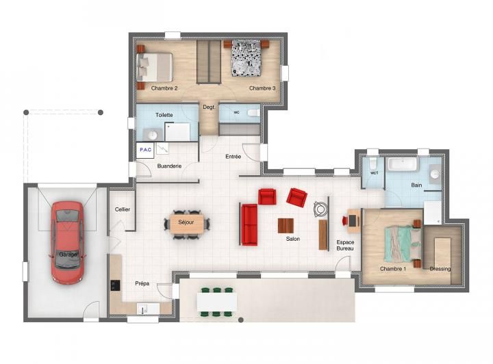 Plan de Maison AP 3CH 138 Tuile