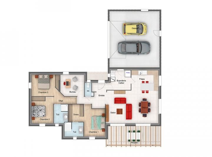 Plan de Maison AP PP 3CH 115 Bac Acier