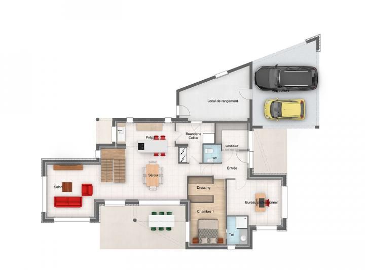 Plan n°2 de Maison AP 3CH 147 - Bac acier