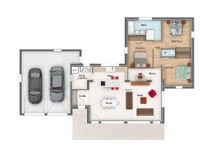 Plan de Maison AP 3CH 115 - Bac acier