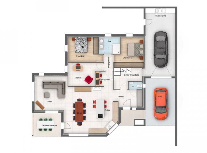 Plan de Maison AP PP 3CH 108 Zinc 